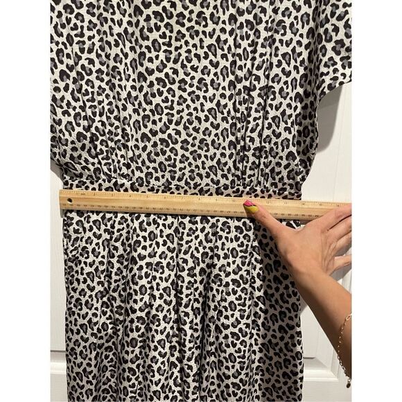 Rebecca Taylor Short Sleeve Midi Dark Leopard Silk Ruffle Dress Silk Size 4 - Picture 7 of 15